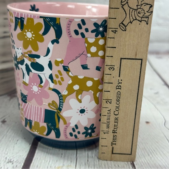 NWT prima design Pink retro Floral Cat Lover Mug PURR MAMA cat mom polka dot - Picture 3 of 7